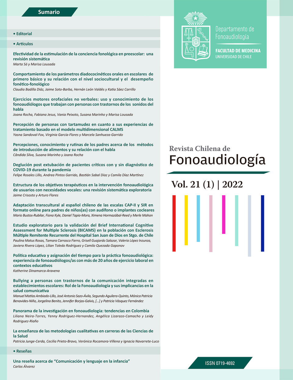 portada volumen 21, número 1, año 2022